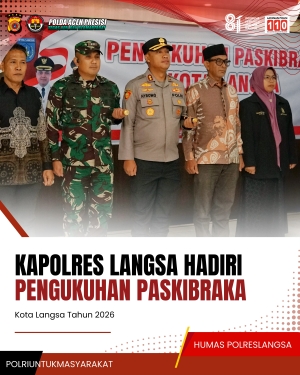 Kapolres Langsa Hadiri Pengukuhan Paskibraka Kota Langsa Tahun 2026