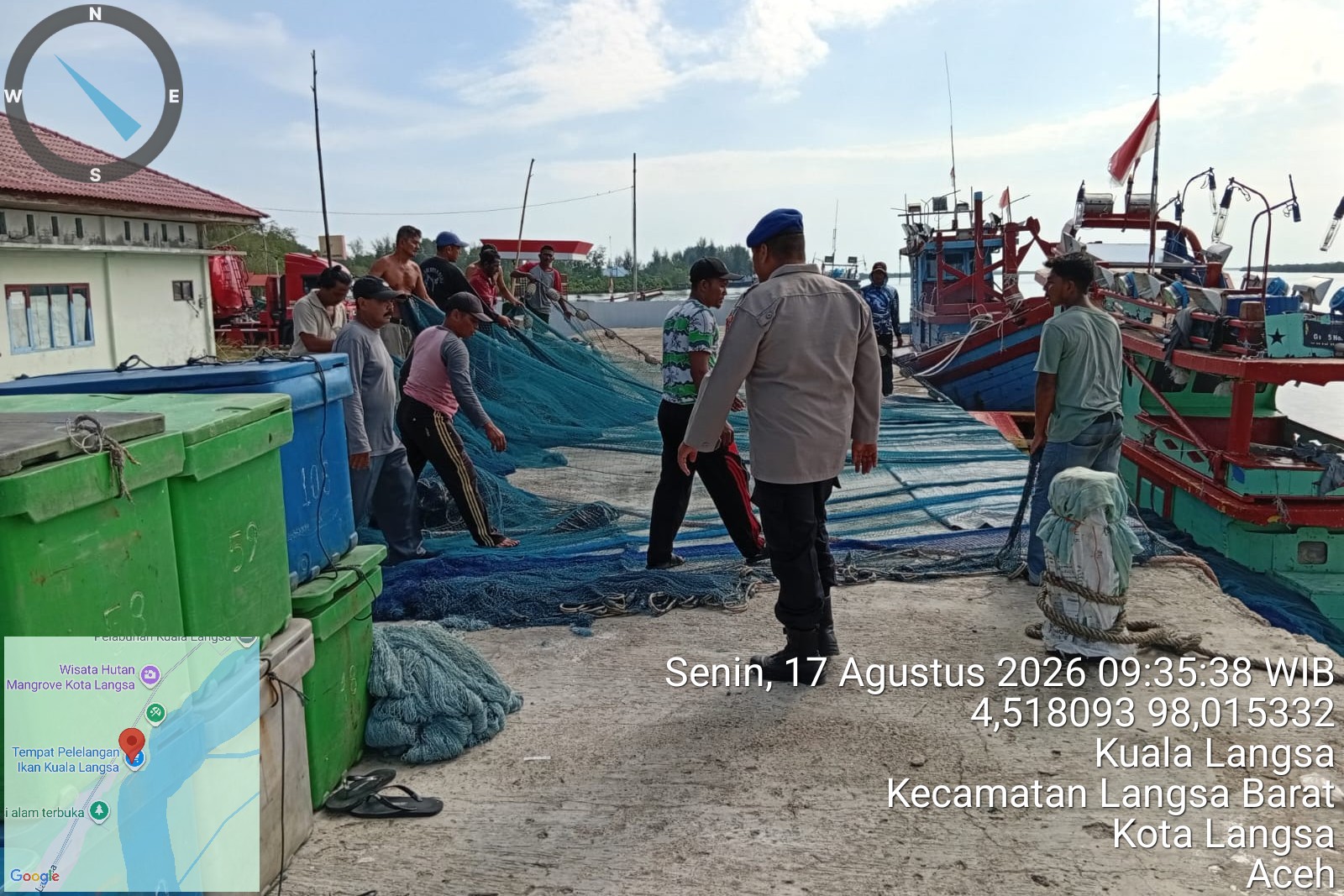 Sat Polairud Polres Langsa Perkuat Pengawasan Keselamatan Nelayan Di TPI Kuala Langsa
