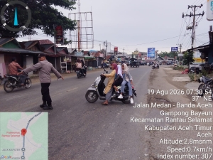 Polsek Rantau Selamat Hadirkan Pelayanan Pagi Melalui Strong Point Di Jalur Medan-Banda Aceh