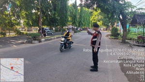 Sat Samapta Polres Langsa Tingkatkan Pelayanan Dan Kamtibmas Melalui Strong Point Pagi