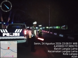 Sat Lantas Polres Langsa Intensifkan Blue Light Di Jalur Rawan Kecelakaan