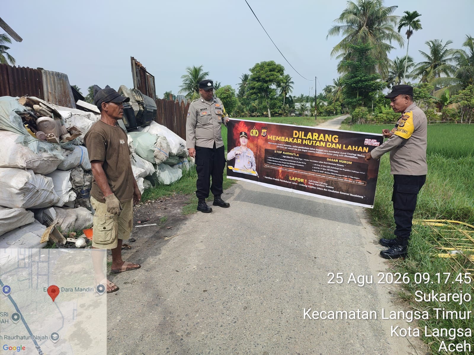 Patroli Karhutla Polsek Langsa Timur Perkuat Pencegahan Kebakaran Lahan