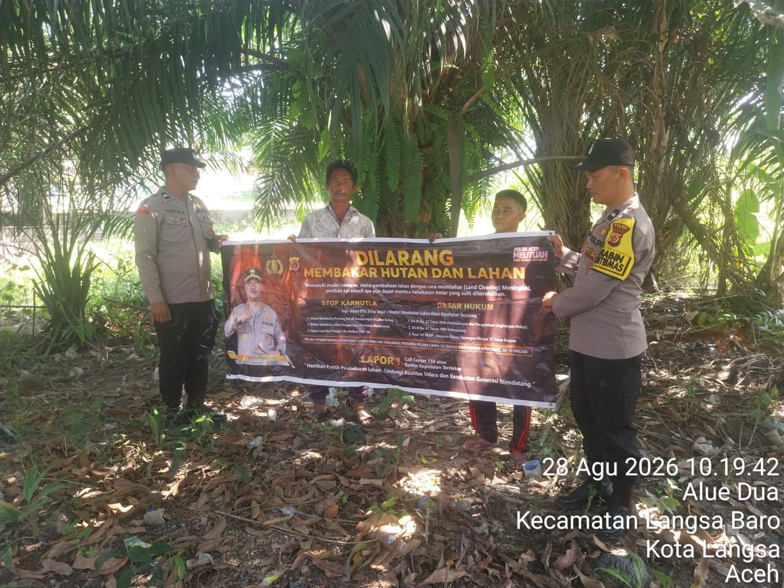 Patroli Karhutla Polsek Langsa Barat Ajak Masyarakat Cegah Kebakaran Hutan dan Lahan