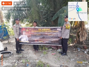 Patroli Karhutla Polsek Langsa Barat Ajak Masyarakat Cegah Kebakaran Hutan dan Lahan