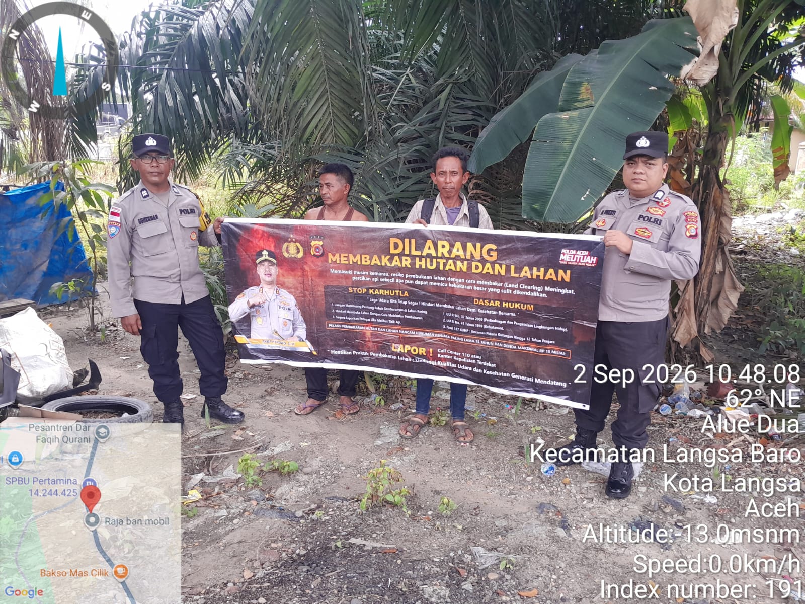 Polsek Langsa Barat Tingkatkan Patroli dan Sosialisasi Cegah Karhutla
