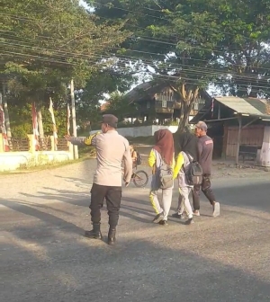 Strong Point Pagi Polsek Rantau Selamat, Polisi Pastikan Kelancaran Lalu Lintas