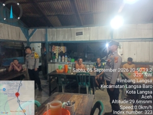Polsek Langsa Barat Tingkatkan Patroli Harkamtibmas, Pantau Aktivitas Masyarakat