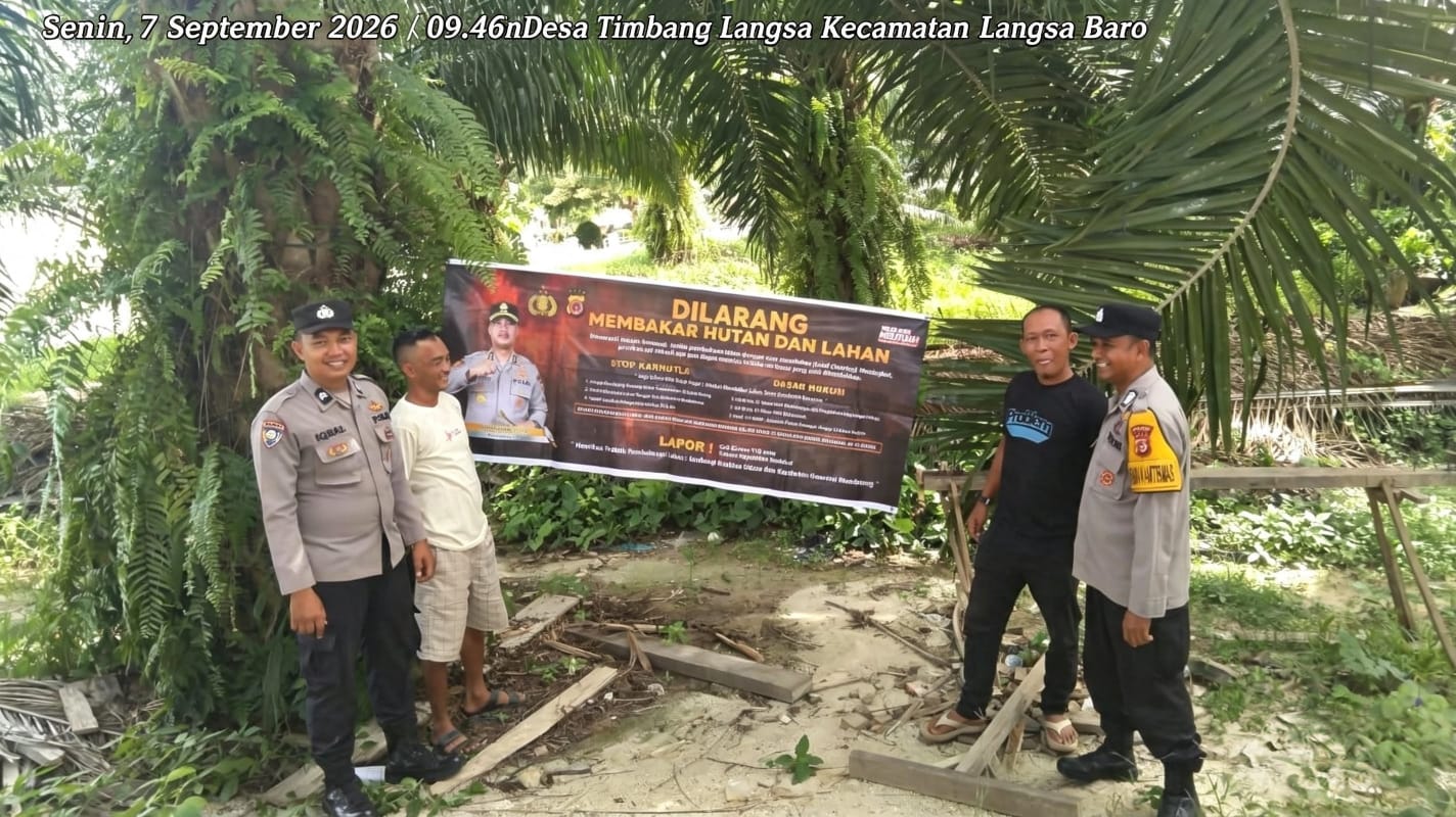 Polsek Langsa Barat Gencarkan Patroli Karhutla, Ajak Warga Cegah Kebakaran Lahan