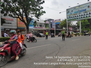 Sat Lantas Polres Langsa Perkuat Pelayanan Pagi, Jaga Kelancaran Arus Lalu Lintas
