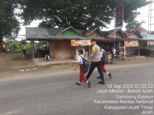 Polsek Rantau Selamat Perkuat Strong Point Pagi, Jaga Kelancaran Lalu Lintas