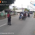 Sat Samapta Polres Langsa Perkuat Strong Point Pagi, Wujudkan Kelancaran Lalu Lintas