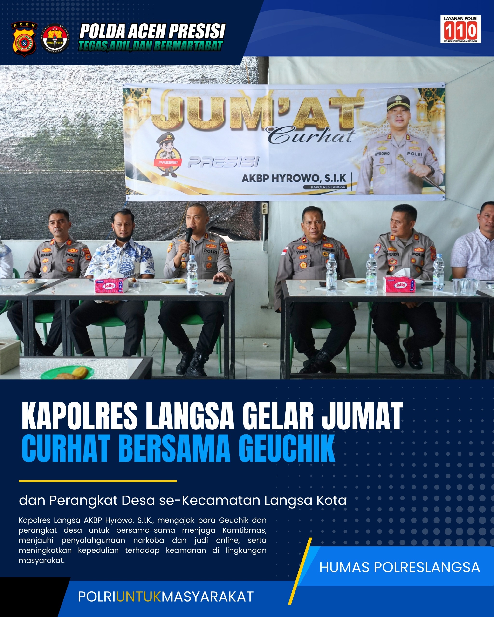 Kapolres Langsa Gelar Jumat Curhat, Warga Sampaikan Keluhan Balap Liar hingga Narkoba