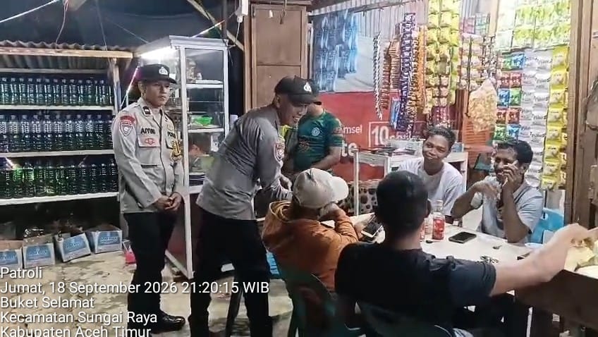 Polsek Sungai Raya Perkuat Patroli Harkamtibmas, Pantau Aktivitas Masyarakat