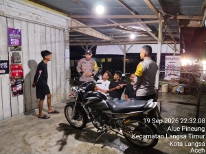 Polsek Langsa Timur Perkuat Patroli Dialogis, Cegah Gangguan Kamtibmas