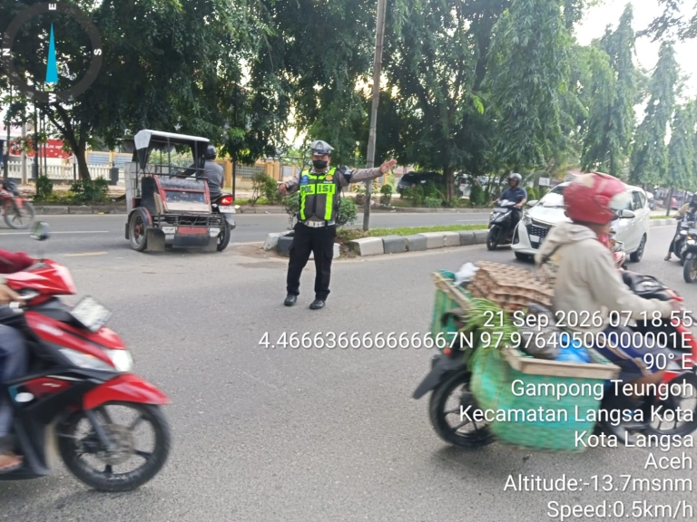 Satlantas Polres Langsa Perkuat Strong Point, Jaga Kelancaran Dan Keselamatan Pengguna Jalan