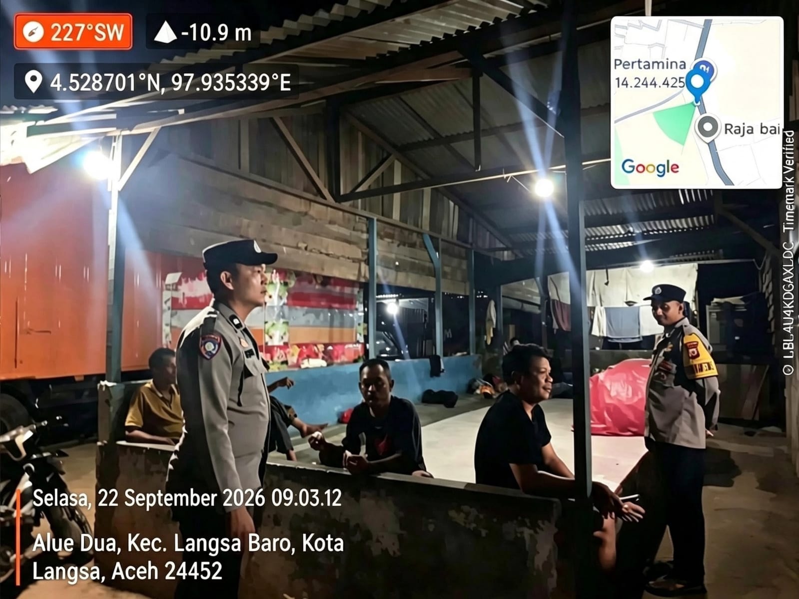 Polsek Langsa Barat Tingkatkan Patroli Harkamtibmas, Pantau Aktivitas Masyarakat