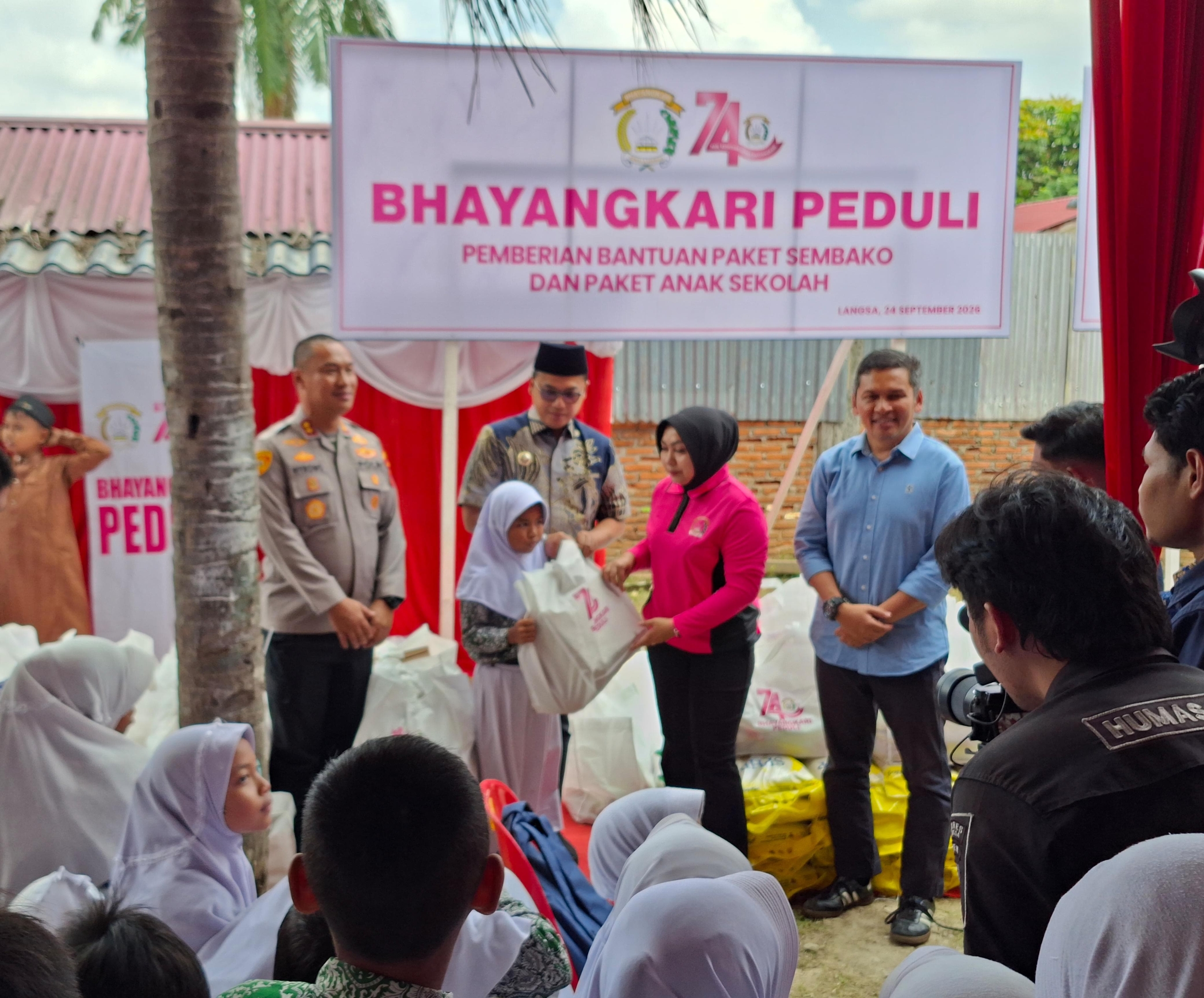 Polres Langsa Ikuti Peresmian Sumur Bor Dan Penyerahan Bantuan Sosial Bhayangkari