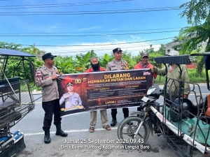 Polsek Langsa Barat Gencarkan Sosialisasi Karhutla, Ajak Warga Hentikan Pembakaran Hutan Dan Lahan