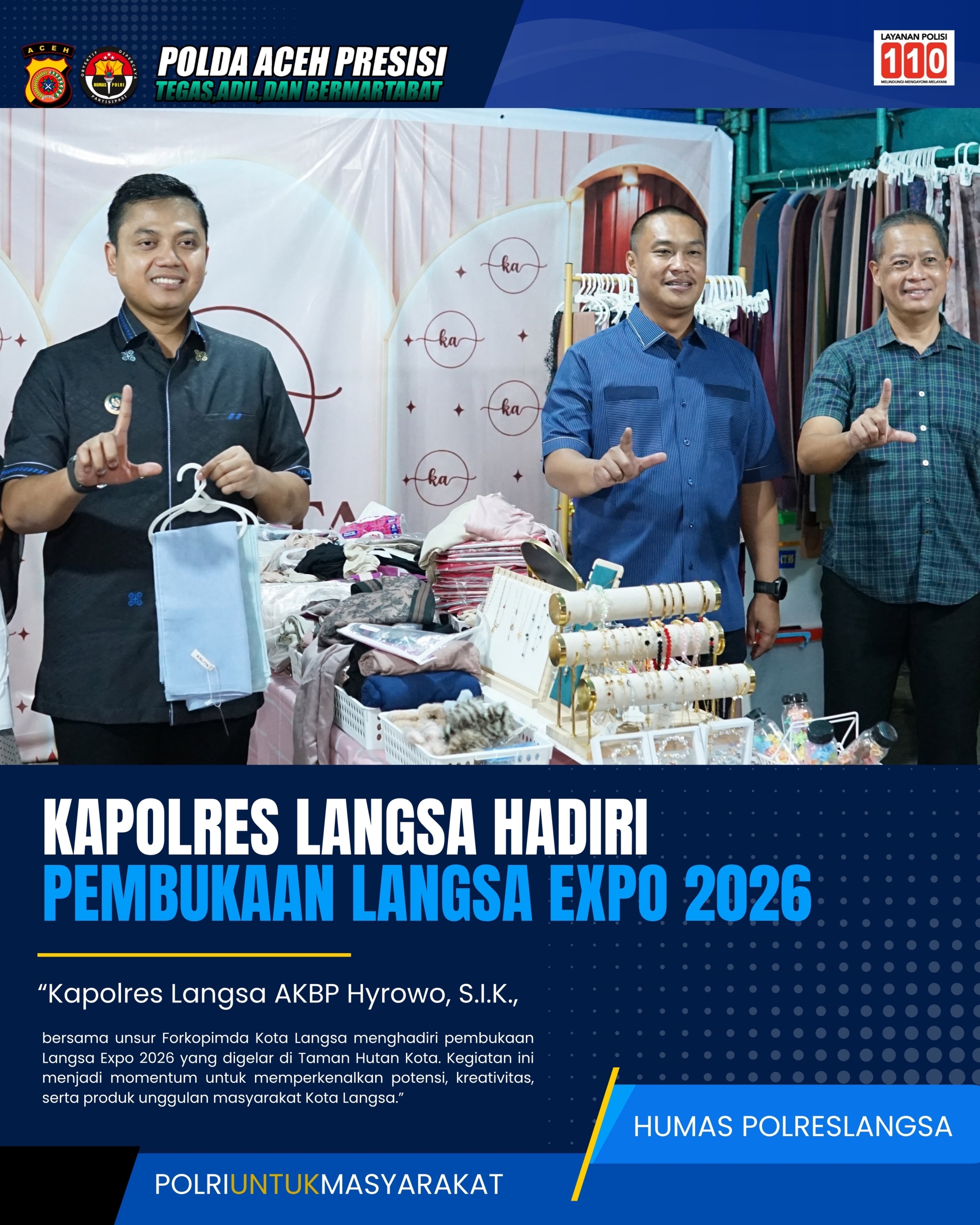 Kapolres Langsa Hadiri Pembukaan Langsa Expo 2026, Dukung Promosi Potensi Daerah