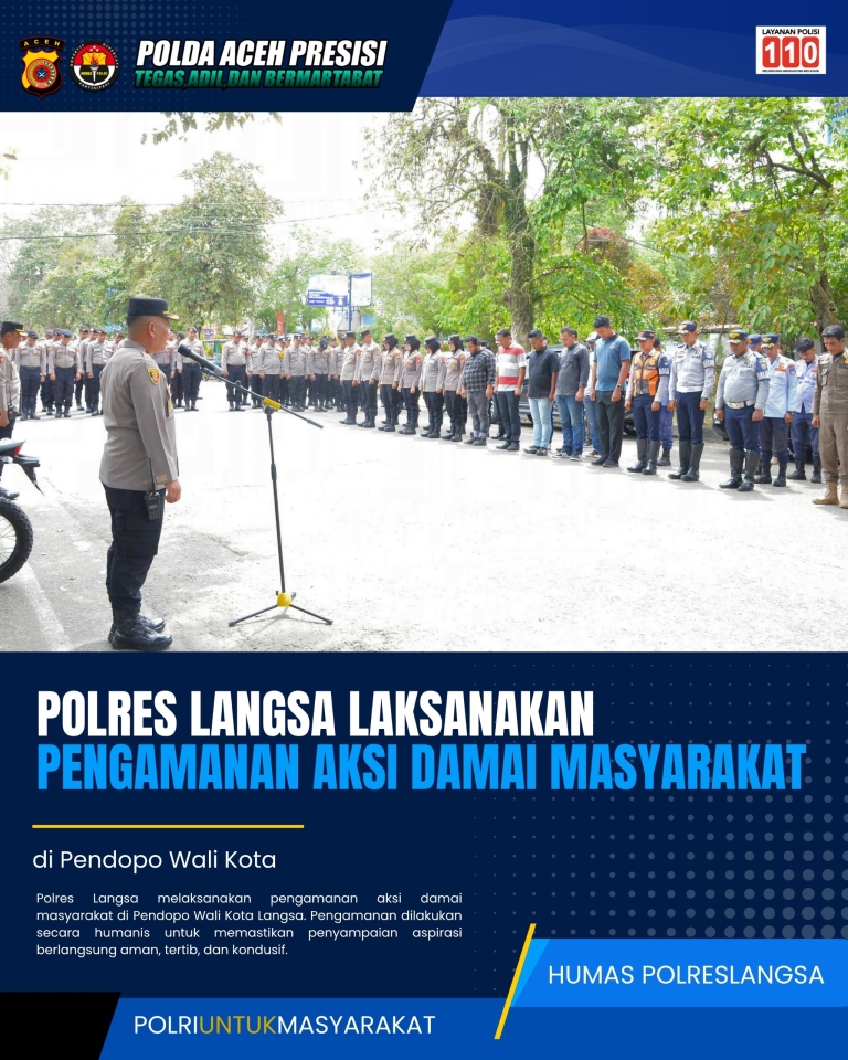 Polres Langsa Amankan Aksi Damai Masyarakat Di Pendopo Wali Kota
