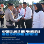 138 Personel Polres Langsa Terima Penghargaan, Kapolres: Jangan Cepat Berpuas Hati