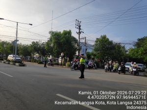 Satlantas Polres Langsa Perkuat Strong Point Pagi, Jaga Kelancaran Arus Lalu Lintas