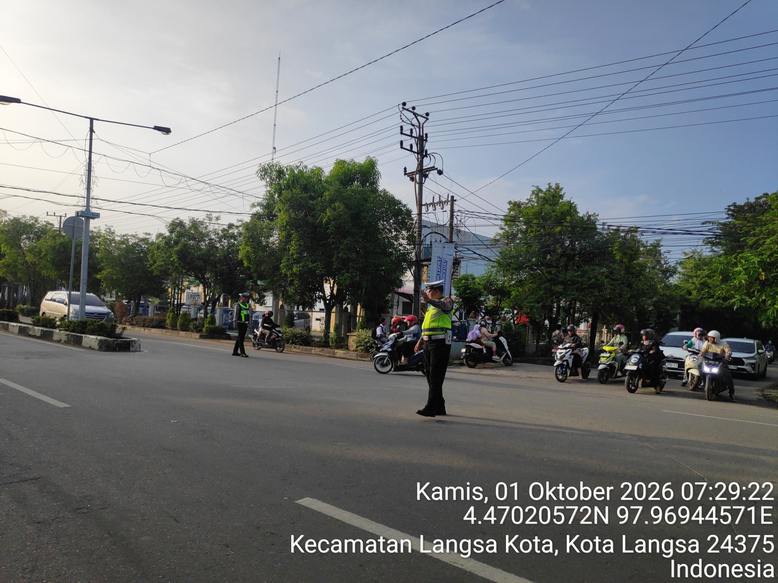 Satlantas Polres Langsa Perkuat Strong Point Pagi, Jaga Kelancaran Arus Lalu Lintas