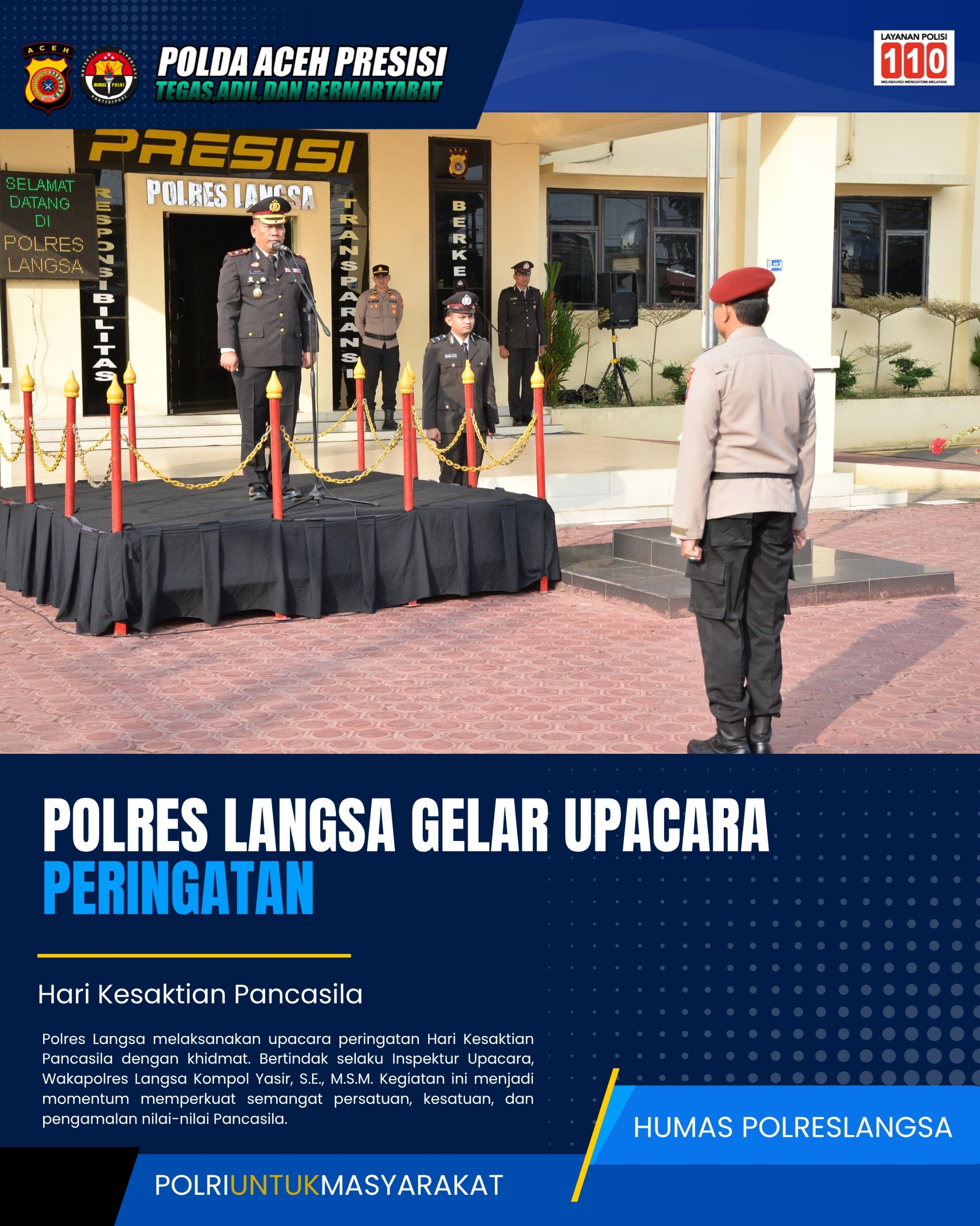 Polres Langsa Gelar Upacara Hari Kesaktian Pancasila, Perkuat Semangat Kebangsaan
