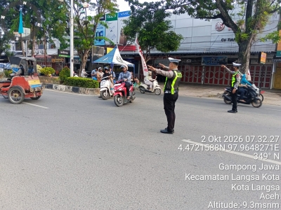 Satlantas Polres Langsa Perkuat Strong Point Pagi, Jaga Kelancaran Arus Lalu Lintas
