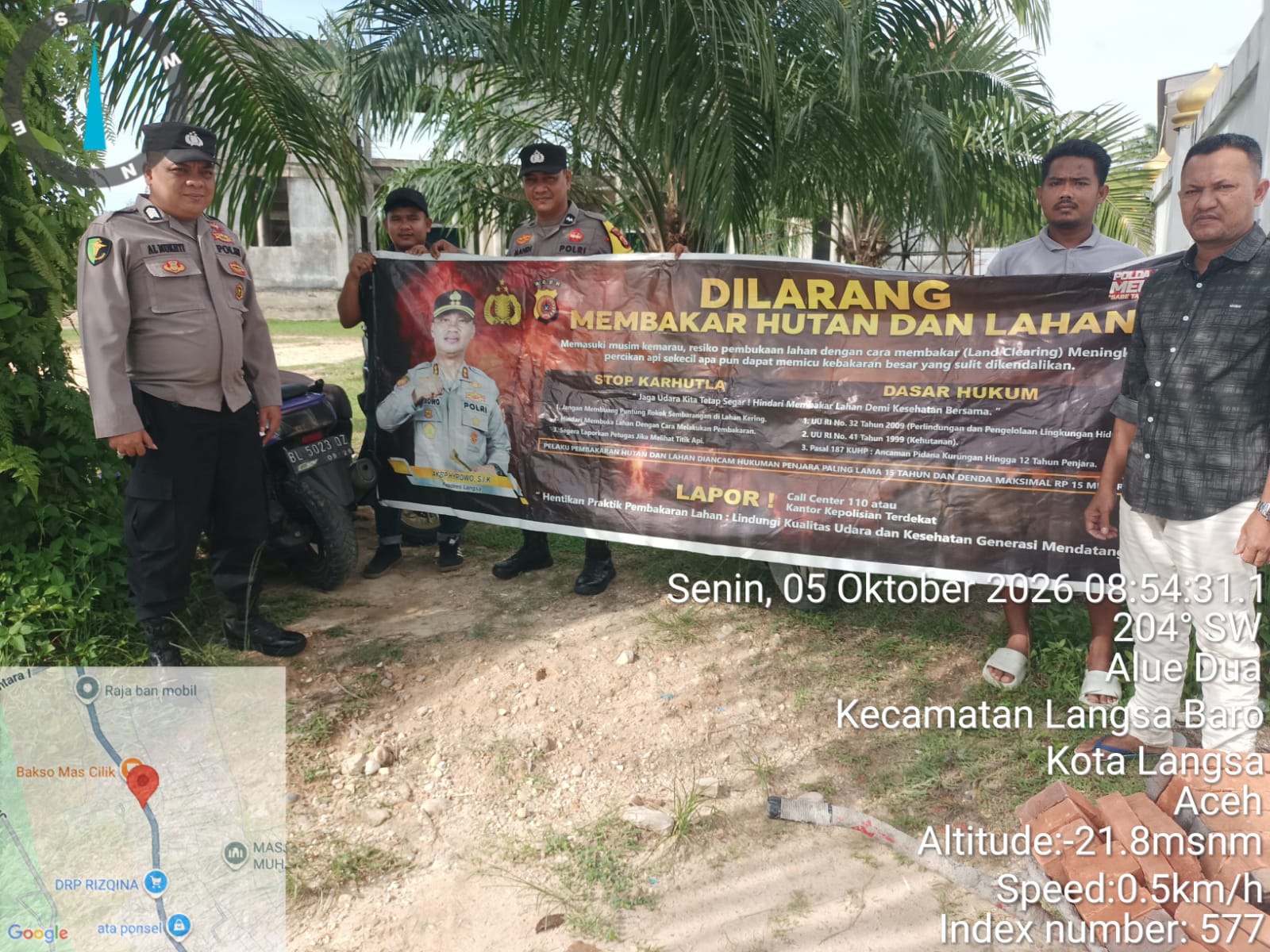 Polsek Langsa Barat Gencarkan Patroli Dan Sosialisasi Karhutla Lindungi Lingkungan