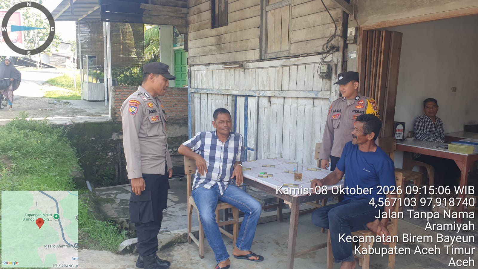 Patroli Polsek Birem Bayeun Perkuat Pencegahan Gangguan Kamtibmas Di Dua Gampong