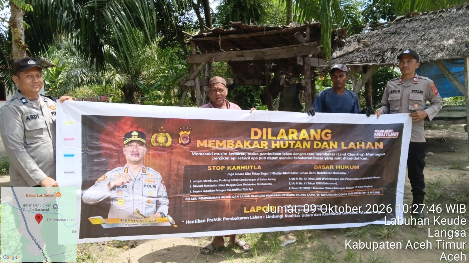 Polsek Sungai Raya Tingkatkan Patroli Karhutla Di Gampong Labuhan Keude Cegah Kebakaran Sejak Dini