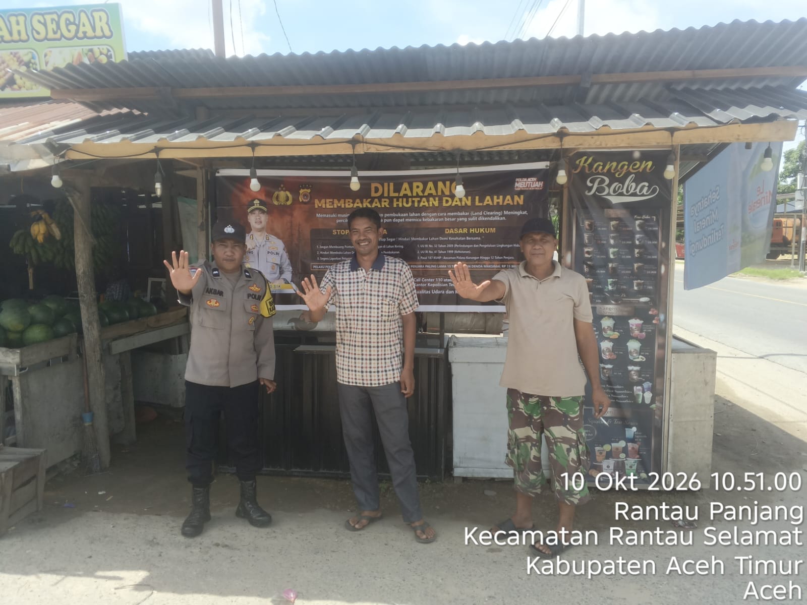 Polsek Rantau Selamat Intensifkan Patroli Karhutla Di Gampong Bayeun, Cegah Kebakaran Sejak Dini