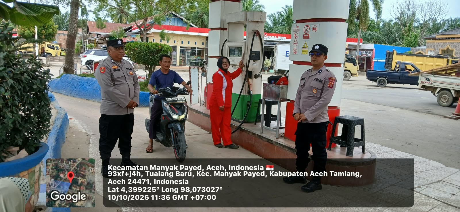 Polsek Manyak Payed Intensifkan Patroli Kamtibmas Di SPBU Dua Dara Dan Sejumlah Objek Vital