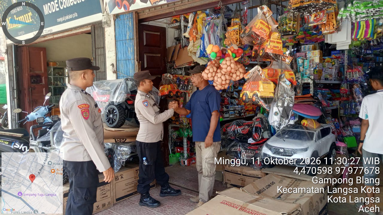 Polsek Langsa Intensifkan Patroli Pencegahan Premanisme Di Pasar Dan Permukiman Warga