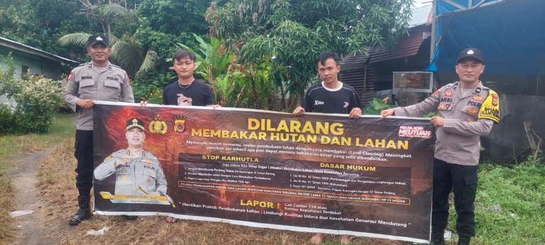 Polsek Langsa Barat Gencarkan Sosialisasi Stop Bakar Hutan Dan Lahan Di Gampong Alue Dua