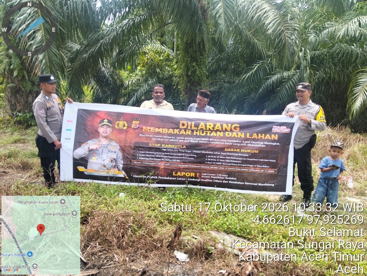 Polsek Sungai Raya Intensifkan Patroli Karhutla Di Gampong Bukit Selamat, Cegah Kebakaran Sejak Dini