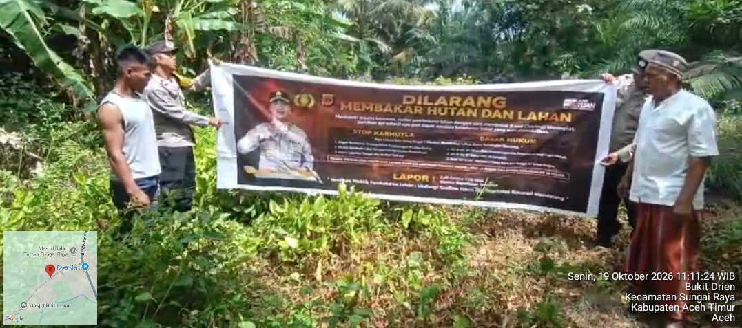 Patroli Karhutla di Gampong Bukit Drien, Polsek Sungai Raya Tingkatkan Upaya Pencegahan Kebakaran Hutan dan Lahan