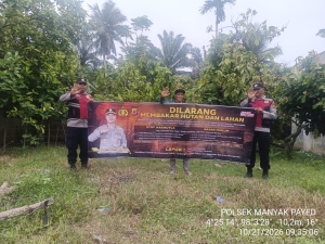 Polsek Manyak Payed Gelar Patroli Karhutla Di Desa Matang Cincin