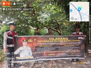 Polsek Langsa Barat Sosialisasikan Stop Bakar Hutan Dan Lahan Di Gampong Birem Puntong