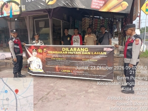 Polsek Langsa Barat Gencarkan Sosialisasi Karhutla, Ajak Masyarakat Stop Bakar Hutan Dan Lahan