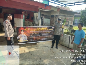 Polsek Langsa Timur Gencarkan Patroli Karhutla Di Desa Alue Pineung, Cegah Kebakaran Sejak Dini
