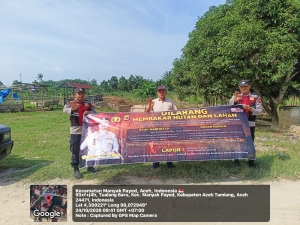 Polsek Manyak Payed Laksanakan Patroli Karhutla Di Matang Ara Aceh, Antisipasi Kebakaran Lahan