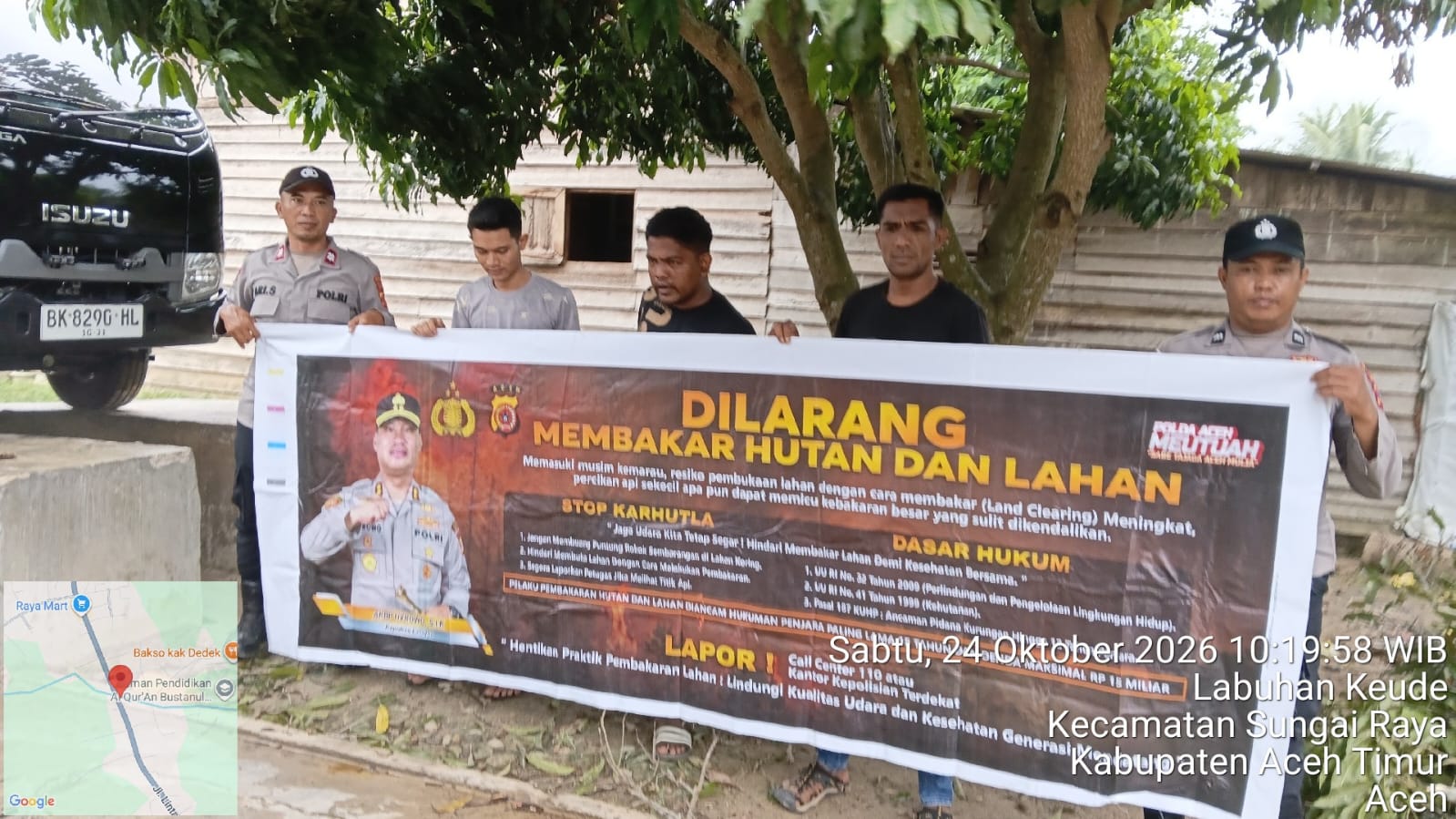 Polsek Sungai Raya Gencarkan Patroli Karhutla Di Labuhan Keude, Cegah Kebakaran Sejak Dini