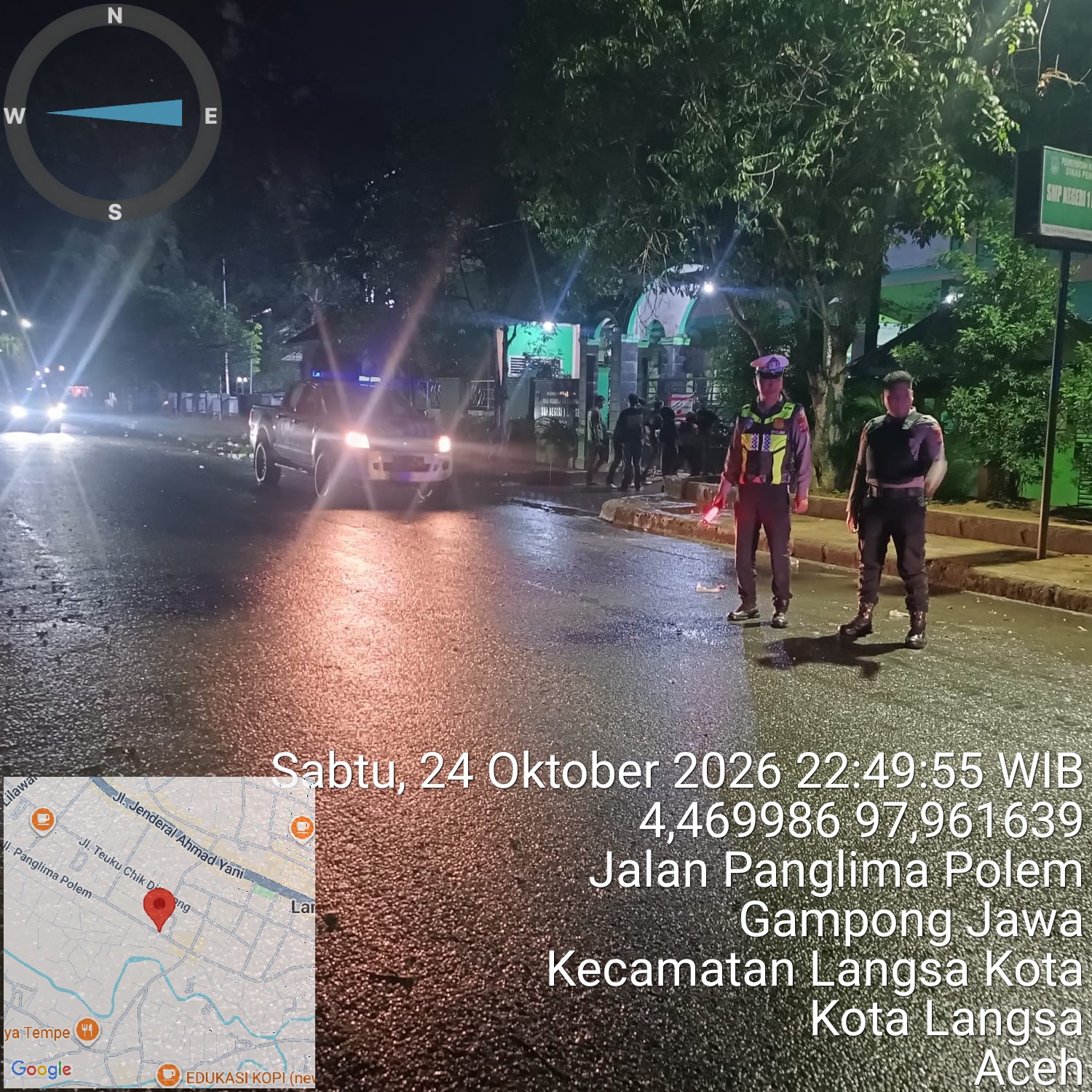 Satlantas Polres Langsa Gelar Patroli Blue Light, Antisipasi Kecelakaan Di Jalan Ahmad Yani