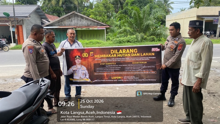 Polsek Langsa Timur Gencarkan Patroli Karhutla Di Desa Sungai Lueng, Cegah Kebakaran Sejak Dini
