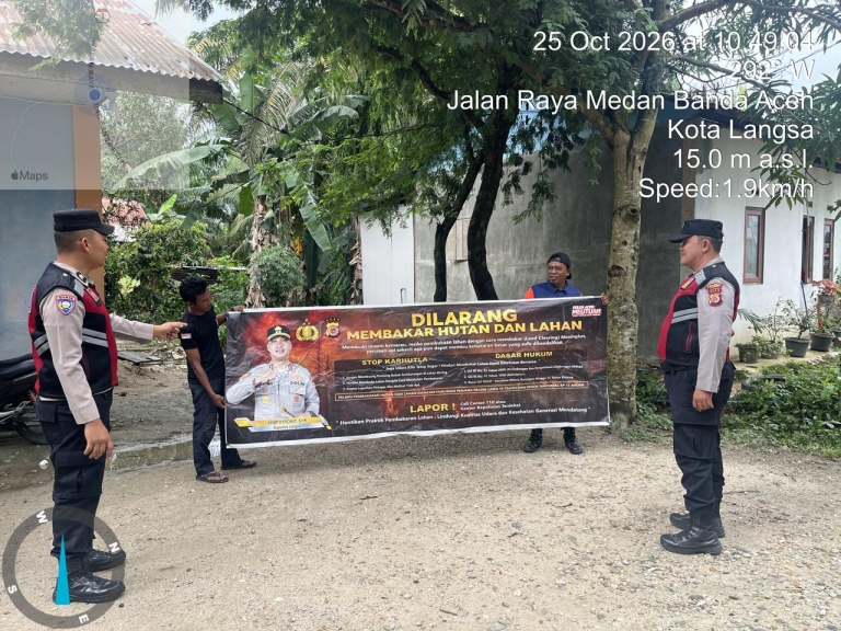 Polsek Langsa Barat Gencarkan Sosialisasi Karhutla Di Gampong Alue Dua, Gaungkan Stop Bakar Hutan Dan Lahan