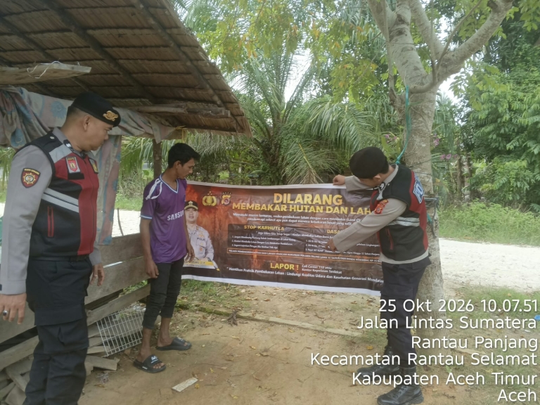 Polsek Rantau Selamat Intensifkan Patroli Karhutla Di Desa Rantau Panjang, Cegah Kebakaran Sejak Dini
