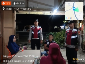 Polsek Langsa Barat Tingkatkan Patroli Malam, Pantau Situasi Kamtibmas Di Gampong Alue Dua