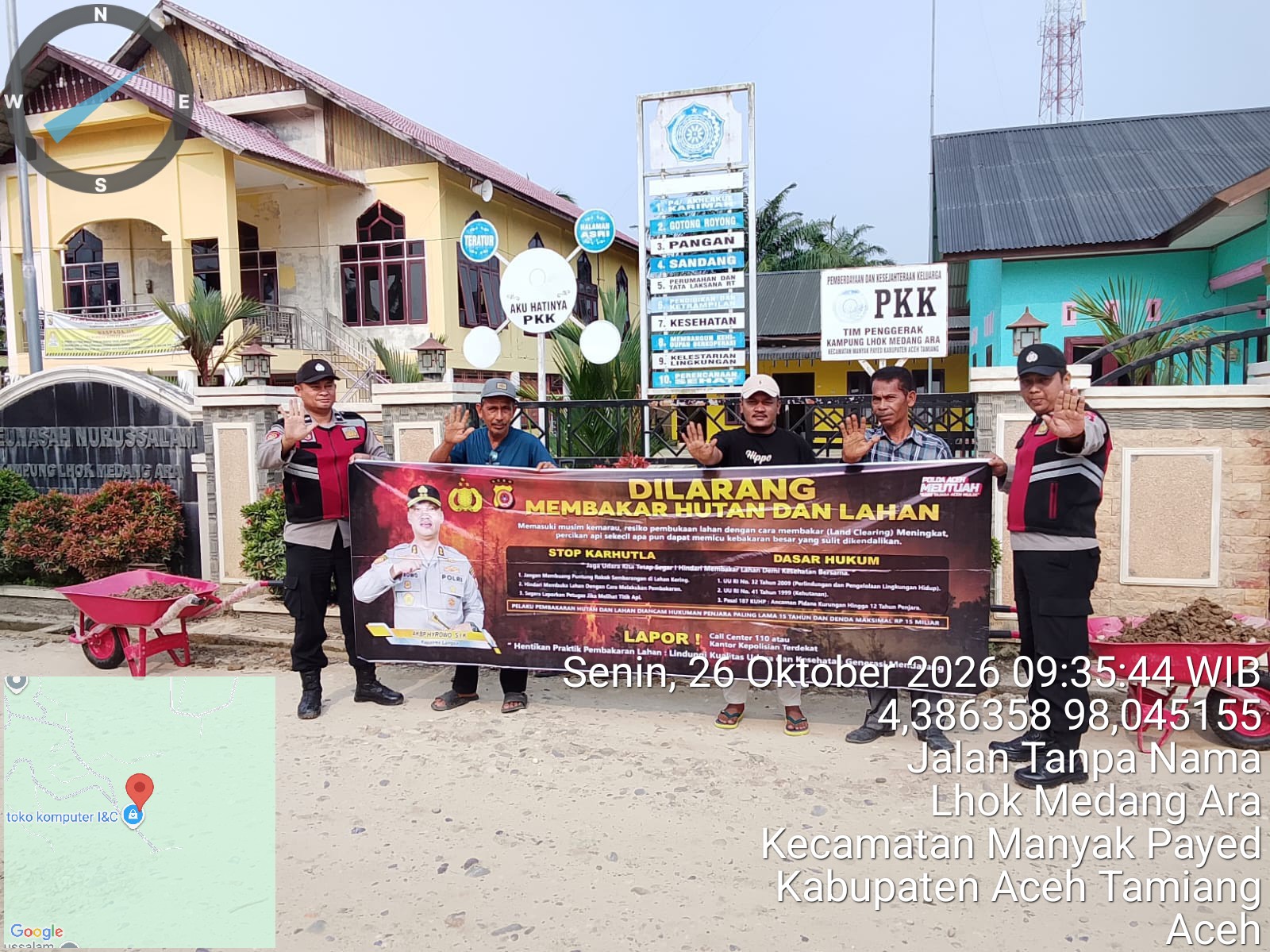 Polsek Manyak Payed Gencarkan Patroli Karhutla Di Desa Lhok Medang Ara, Cegah Kebakaran Lahan
